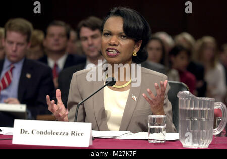 Washington, DC - April 8, 2004 -- Doctor Condoleezza Rice, National Security Advisor, testifies before the 9/11 Commission in Washington, D.C. on April 8, 2004. Credit: Ron Sachs / CNP [RESTRICTION: No New York Metro or other Newspapers within a 75 mile radius of New York City] /MediaPunch Stock Photo