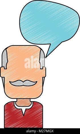 old man with speech bubble avatar character Stock Vector