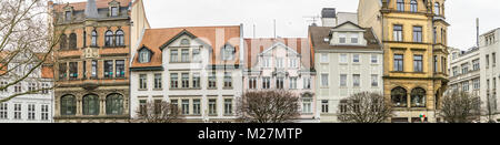 Brunswick, Lower Saxony, Germany, January 27,2018: Panorama of buildings on the Kohlmarkt, high resolution, as banner or header for a website or blog Stock Photo