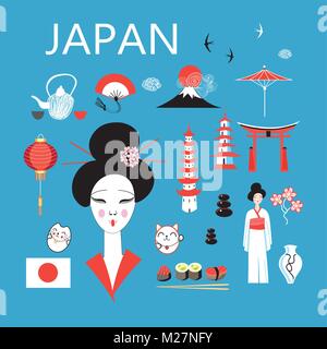 Vector set of different elements for design Japan Stock Vector