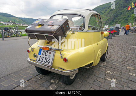 Oldtimer, BMW Motocoupe Isetta at Beilstein, Moselle river, Rhineland-Palatinate, Germany, Europe Stock Photo