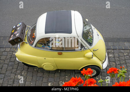 Oldtimer, BMW Motocoupe Isetta at Beilstein, Moselle river, Rhineland-Palatinate, Germany, Europe Stock Photo