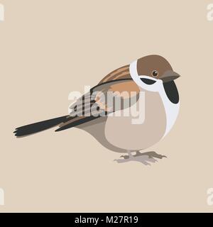 sparrow  fat vector illustration flat style  profile side Stock Vector