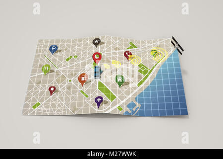 3d illustration of a geolocalization map isolated on white background Stock Photo