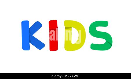 Colorful Kids word, vector logo on white Stock Vector