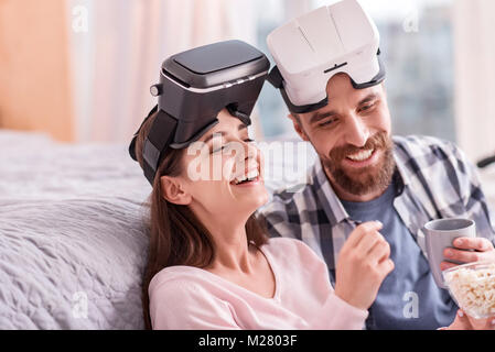 Happy young couple having break Stock Photo