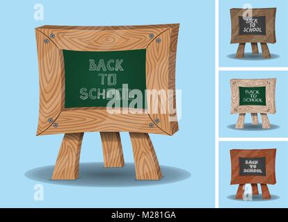 Back to School Message on Mini Chalkboard. All the chalkboard images are in different layers and the text types do not need any font. Stock Vector