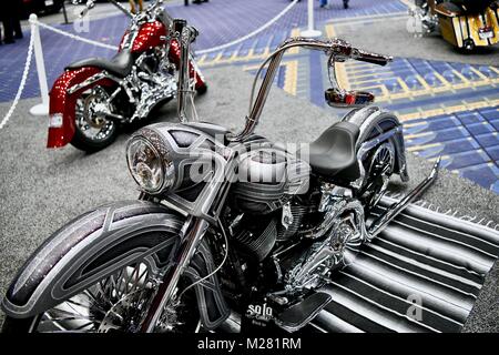 Exotic Harley Davidson chopper at the 2018 Washington Auto Show, Washington DC, USA Stock Photo