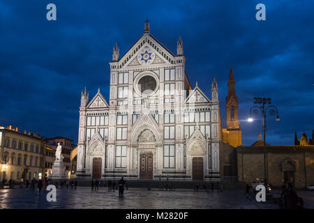 Church Basilica of Santa Croce in the dawn, Piazza di Santa Croce, Florence, Tuscany, Italy Stock Photo