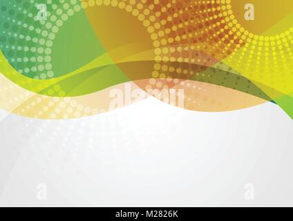 Abstract colorful waves with halftone circles graphic design. Vector background Stock Vector