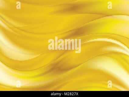 Golden liquid smooth waves abstract shiny vector background Stock Vector