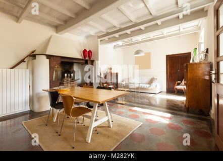 comfortable dining room, interior of a nice loft Stock Photo