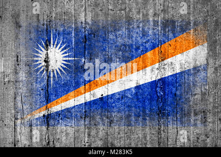 Marshall Island flag painted on background texture gray concrete Stock Photo