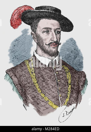 Juan de Grijalva (1489-1527). Spanish conquistador. Engraving, portrait. Stock Photo