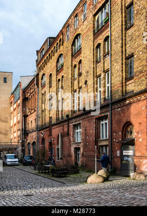 Berlin,Prenzlauerberg, Inner Courtyard of former Königstadt brewery. Historic old brick building now used as offices spaces Stock Photo