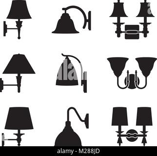 Set of various forms of wall lamps icon Stock Vector