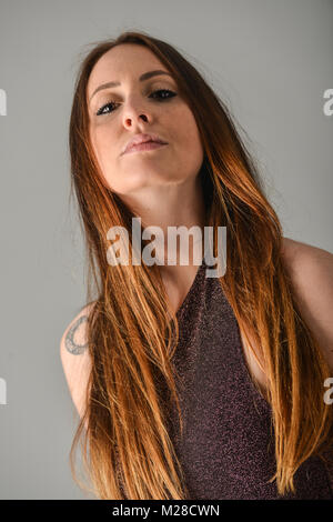 Brown haired italian model in studio Stock Photo
