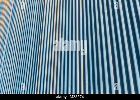 Blue corrugated metal wall Stock Photo