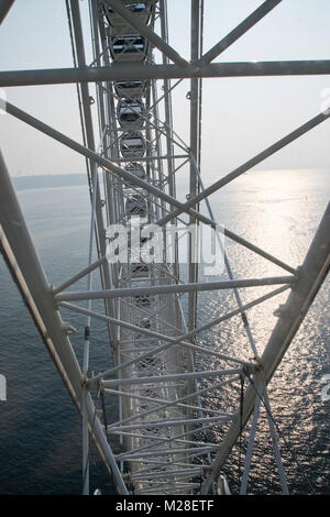 View from inside a car of the Seattle Great Wheel. Stock Photo