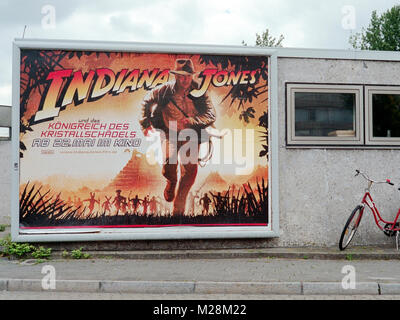 Billboard showing German advertising poster for movie 'Indiana Jones and the Kingdom of the Crystal Skull'. Ludwigshafen, Germany, 2008 Stock Photo