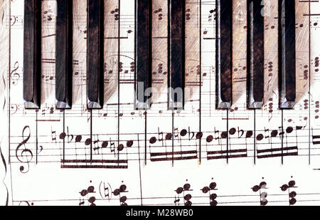 notes on piano keys Stock Photo