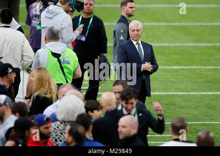 February 04, 2018 Philadelphia Eagles owner Jeffrey Lurie in action prior to Super Bowl LII between the Philadelphia Eagles and New England Patriots at U.S. Bank Stadium in Minneapolis, MN. Charles Baus/CSM Stock Photo