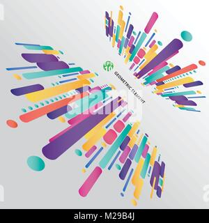 Modern perspective style abstract composition made of various rounded shapes in colorful. Vector illustration. Stock Vector