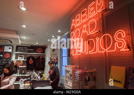 The Abbey Road shop selling various music related gifts, including Beatles related memorabilia. Stock Photo