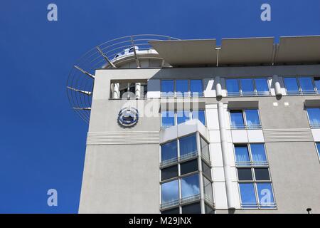 WARSAW, POLAND - JUNE 19, 2016: Sheraton Hotel in Warsaw, Poland. Sheraton is a brand owned by Marriott International.