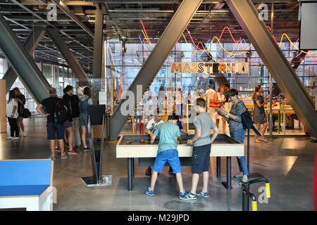 WARSAW, POLAND - JUNE 18, 2016: People visit Kopernik Science Center in Warsaw, Poland. The institution was opened in 2010. Stock Photo