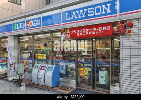 OSAKA, JAPAN - NOVEMBER 22, 2016: Lawson store in Osaka, Japan. There are 9,065 Lawson brand stores in Japan. Stock Photo