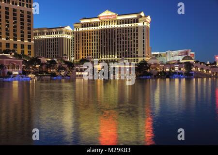LAS VEGAS, USA - APRIL 14, 2014: Caesars Palace hotel view in Las Vegas. It is among 15 largest hotels in the world with 3,960 rooms. Stock Photo