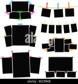 Photo frames collage set on white background. Vector design temp Stock Vector