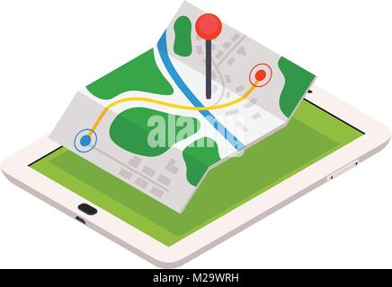 3d isometric mobile GPS navigation concept Stock Vector Image & Art - Alamy