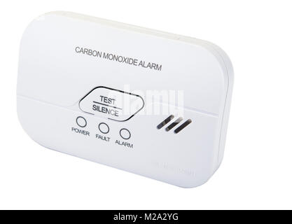 Carbon monoxide alarm for safe sleep on white Stock Photo
