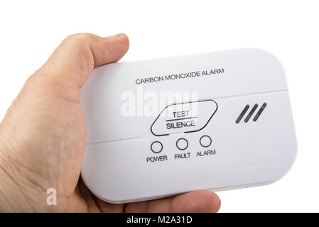 Carbon monoxide alarm for safe sleep on white Stock Photo