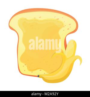 Toasted bread - banana jam slice on top for breakfast Stock Vector