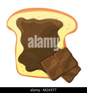 Slice vector of bread or toast with brown sweet chocolate isolated illustration Stock Vector