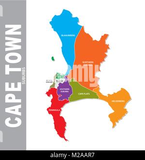 Colorful cape town suburb vector map Stock Vector