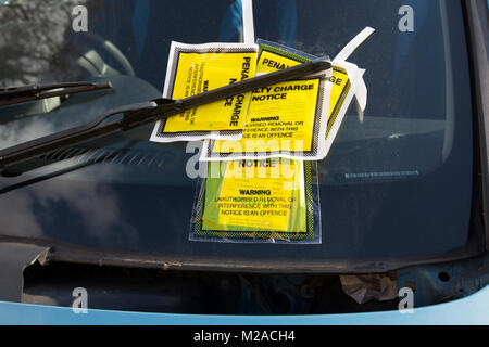Car with multiple penalty charge notices (PCN's), London, UK Stock Photo