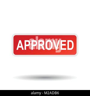 Approved vector stamp. Flat vector illustration with shadow on white background. Stock Vector