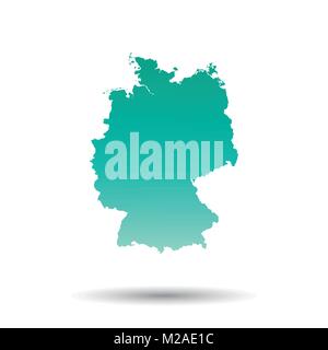 Germany map. Colorful turquoise vector illustration on white isolated background. Stock Vector