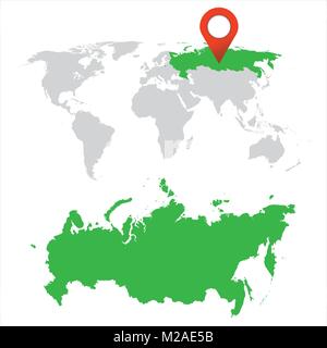 Detailed map of Russia and World map navigation set. Flat vector illustration. Stock Vector
