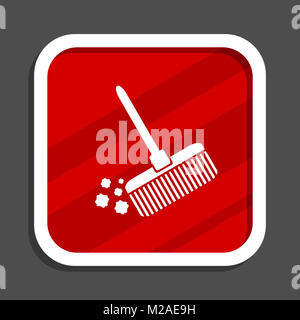 Broom icon. Flat design square internet banner. Stock Photo