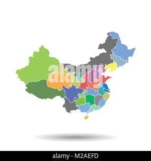 China map with province region. Flat vector illustration on isolated background Stock Vector