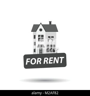 Rent sign with house. Home for rental. Vector illustration in flat style. Stock Vector