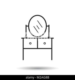 Furniture table with mirror icon. Mirror vector illustration on white background. Stock Vector