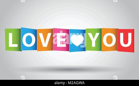 Love you colorful card. Vector illustration Stock Vector