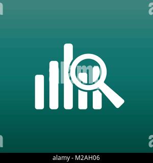 Business graph icon. Chart flat vector illustration on green background. Stock Vector