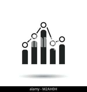 Business graph icon. Chart flat vector illustration on white background. Stock Vector